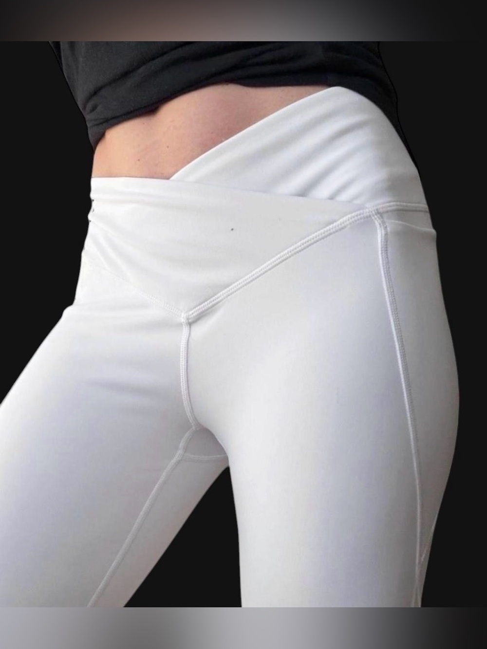 Fabletics Pure Lux White Workout Pants Size S Small Low Rise Crisscross Waist